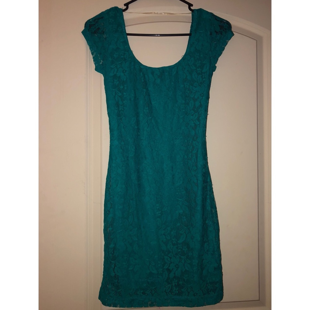 Turquoise lace dress